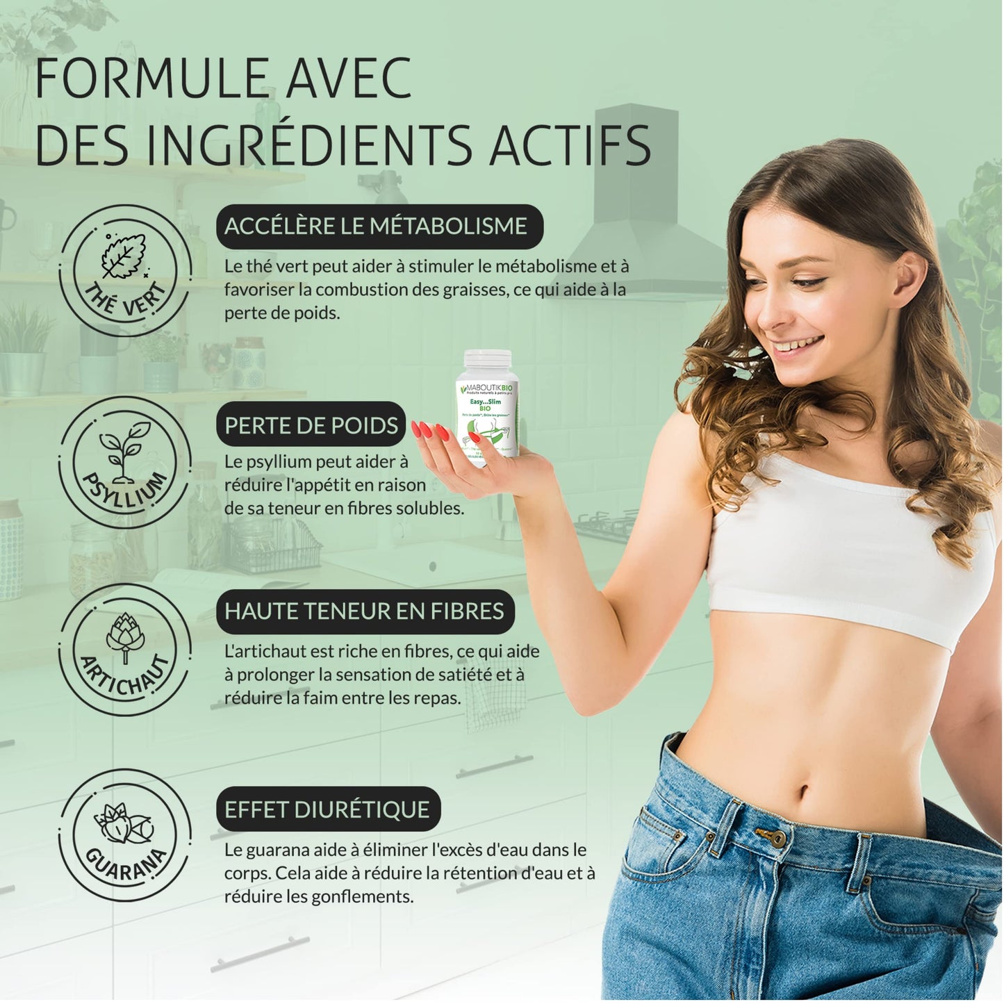 Brûleur de Graisse Puissant extra fort Perte de Poids Rapide minceur/brule graisse homme et femme, ventre plat easy slim maboutikbio, detox foie Coupe Faim Puissant Efficace minceur 100% bio 60 gélule